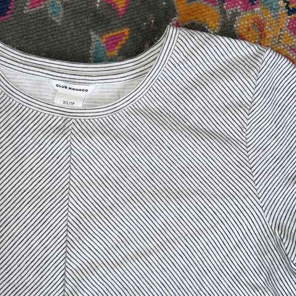 Club Monaco Cuffed Stripped Short Sleeve Shirt XS - Picture 3 of 6